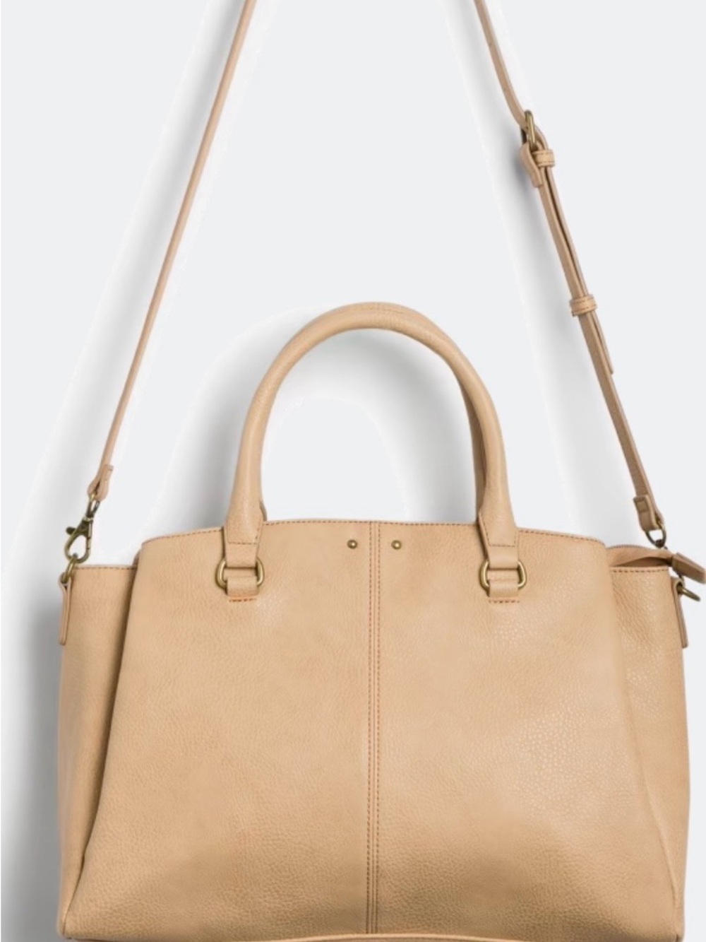 Market & Spruce Beige Faux Leather Satchel with Adjustable Strap